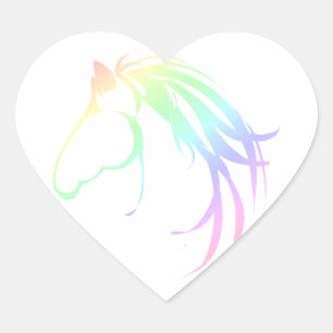 zachte pastel roze & blauw paardenhoofd Logo Hart Sticker