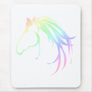  zachte pastel roze & blauw paardenhoofd Logo Muismat