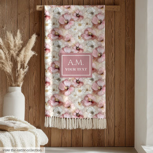 Zachte Pastel Roze Delicate Bloemengebruikelijke N Fleece Deken