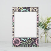 Zachte pastel roze en blauwgroen bloem  BotanicaL Briefpapier (Staand voorkant)