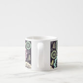 Zachte pastel roze en blauwgroen bloem  BotanicaL Espresso Kop (Achterkant)