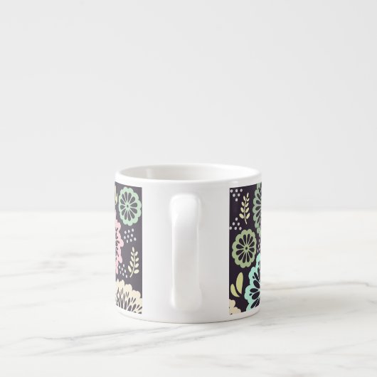 Zachte pastel roze en blauwgroen bloem  BotanicaL Espresso Kop (Achterkant)