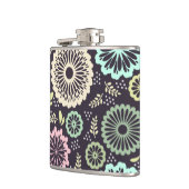 Zachte pastel roze en blauwgroen bloem BotanicaL Heupfles (Links)