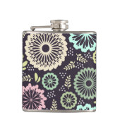 Zachte pastel roze en blauwgroen bloem BotanicaL Heupfles (Voorkant)