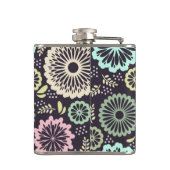 Zachte pastel roze en blauwgroen bloem BotanicaL Heupfles (Achterkant)