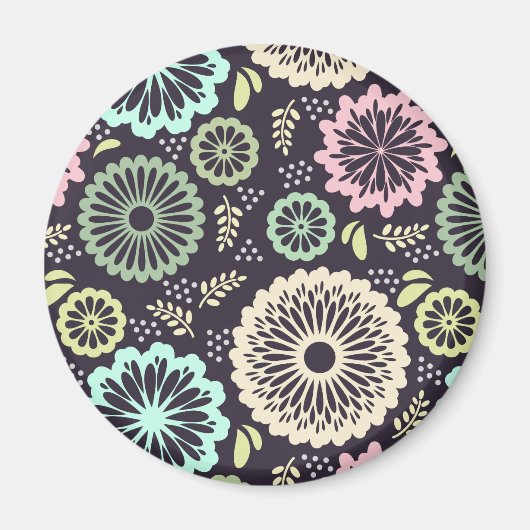 Zachte pastel roze en blauwgroen bloem  BotanicaL Magneet (Voorkant)