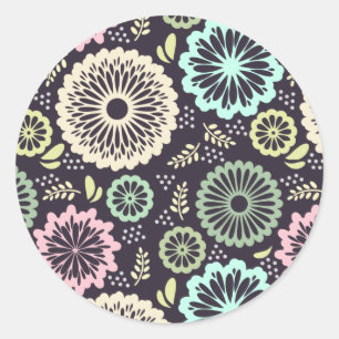 Zachte pastel roze en blauwgroen bloem  BotanicaL Ronde Sticker