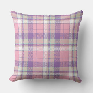 Zachte Pastel Roze en Paarse Plaid Tartan Patroon Kussen