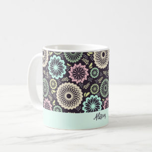 Zachte pastel roze turquoise bloem Vintage bloemna Koffiemok