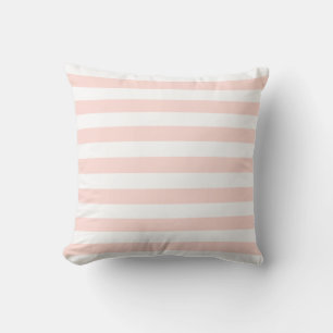 Zachte Pastel Roze & Witte Lijnen Patroon Kussen