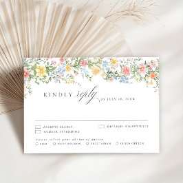 Zachte Pastel Sierlijke Lente Tuin Bloemige Bruilo RSVP Kaartje