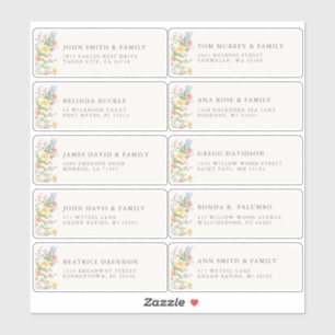 Zachte Pastel Sierlijke Lente Tuin Gast Naam Adres Sticker