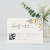 Zachte Pastel Sierlijke Lente Tuin Trouw QR Code RSVP Kaartje (Staand voorkant)