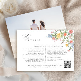 Zachte Pastel  Spring Garden Floral Wedding Informatiekaartje