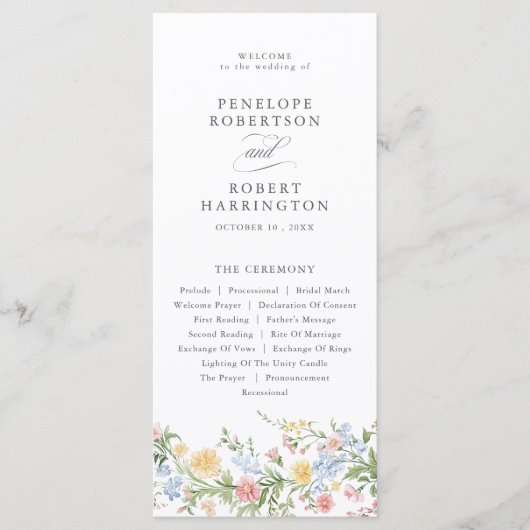 Zachte Pastel  Spring Garden Floral Wedding Programma (Voorkant)