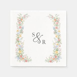 Zachte Pastel  Spring Garden Floral Wedding Servet