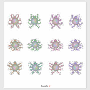 Zachte pastel stickerplaat met buitenaards wezen sticker