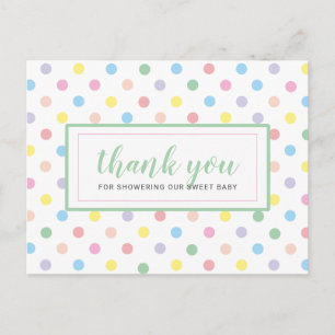 Zachte Pastel Stippen Baby Shower Dankjewel Briefkaart