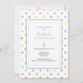 Zachte Pastel Stippen Verjaardagsfeest Uitnodiging (Voorkant)