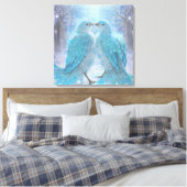 *~* Zachte Pastel Tortelduifjes AP54 Kunst Winter Canvas Afdruk (Insitu (Slaapkamer))