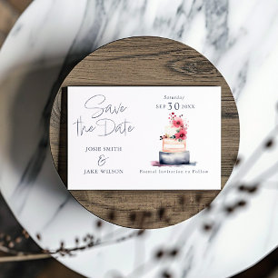 Zachte pastel waterverf bruidstaart opslaan de dat save the date