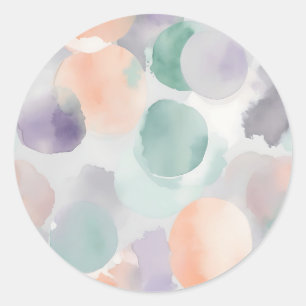 Zachte pastel Waterverf wast Ronde Sticker