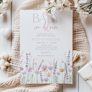 Zachte Pastel Wilde Bloem Baby in Bloom Baby Borre Kaart
