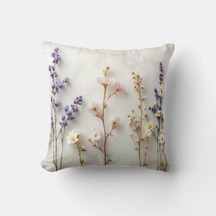 Zachte Pastel Wilde Bloemen Glas-in-Lood Bloemenku Kussen