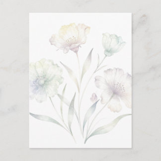 Zachte Pastel Wilde Bloemen Watercolor Elegantie Briefkaart