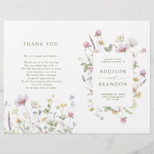 Zachte Pastel Wildflower Botanische Wedding Progra
