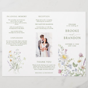 Zachte Pastel Wildflower Botanische Wedding Progra
