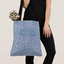 Zachte Pastelblauw & Grijs Witte Bloemige Boho Pat