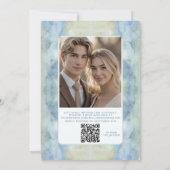 Zachte Pastelblauwe Boheemse bruiloft Nodig QR-cod Kaart (Achterkant)