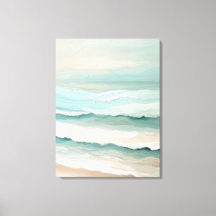 Zachte pastelgolven Minimalistisch strand gewikkel Canvas Afdruk