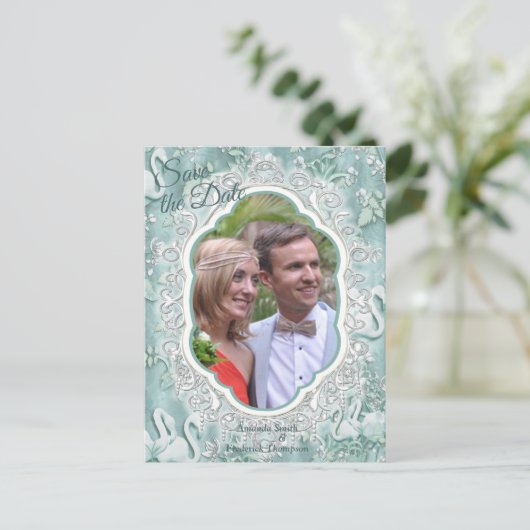 Zachte pastelijns van Sage Green Aankondigingskaart (Staand voorkant)