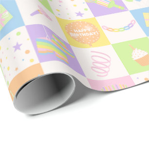 Zachte Pastelkleurige Verjaardags Patroon met Fees Cadeaupapier