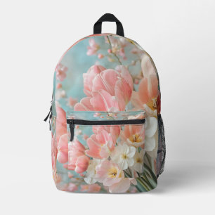 Zachte pastellente bloemen ontwerp delicate bloeme bedrukte rugzak