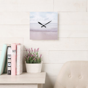 Zachte pasteloceaangolven 4 #ocean#art vierkante klok
