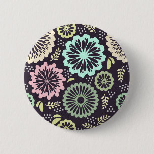 Zachte pastelroze en turkooizen bloem Vintage Bota Ronde Button 5,7 Cm