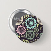 Zachte pastelroze en turkooizen bloem Vintage Bota Ronde Button 5,7 Cm (Voorkant /achterkant)