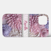 Zachte pastels 3D dahlia's, diamant lijst op maat Case-Mate iPhone Case (Achterkant (horizontaal))