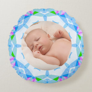Zachte Pastels Custom Christmas Photo Afbeelding Rond Kussen