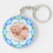 Zachte Pastels Custom Christmas Photo Afbeelding Sleutelhanger (Achterkant)