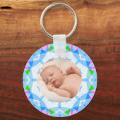 Zachte Pastels Custom Christmas Photo Afbeelding Sleutelhanger (Achterkant)