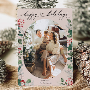 Zachte Pastels Roze Groen Eenvoudige Foto Feestdagenkaart