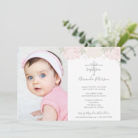 Zachte pastroze pony's Cross Girl Baptisme Kaart (Staand voorkant)