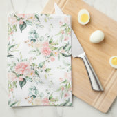 Zachte pastroze roze roze bloempatroon theedoek (Quarter Fold)