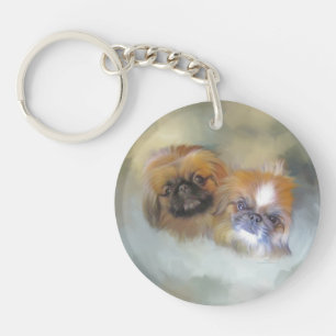 Zachte Pekingese Duo Sleutelhanger