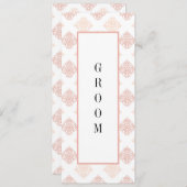 Zachte perachy Blush Damask Gereserveerde Stoel Menu (Voorkant / Achterkant)