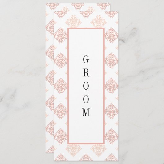 Zachte perachy Blush Damask Gereserveerde Stoel Menu (Voorkant / Achterkant)
